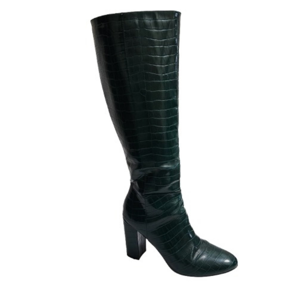 Madden Girl Ronni Dark Green Croc-embossed Knee High Boots